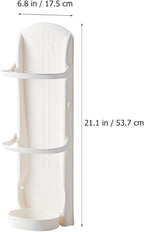 BESPORTBLE Wall-Mounted Umbrella Stand Rack with Drip Tray Space-Saving Storage Organizer for Home Office Entryway Sturdy White Hanging Umbrella Holder for Restaurants and Families
