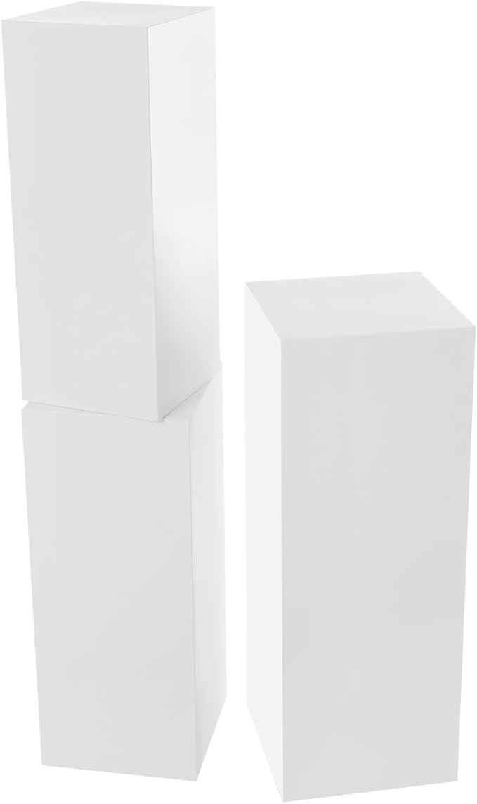 Display Pedestal Stand, Metal Display Pedestal Stands, Metal Showing Holder Pillars Display Pillars For Birthday Party Wedding 110.23 lbs Load-Bearing Capacity (White 3 PCS)
