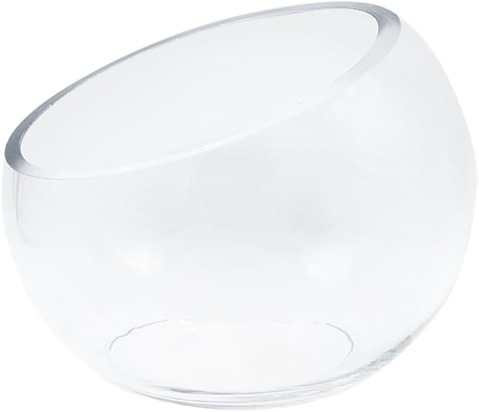 WGVI Slant Cut Bowl Glass Vase, Width 5.5", Height 4.5", Clear Terrarium, Candy Dish, Fruit Jar, Floral Container for Wedding Party Event, Home Office Decor, 12 Pieces