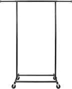 Fishat 59" H Simple Portable Standard Black Rolling Clothing Garment Rack, Metal Freestanding Hanging Clothes Organizer with Lockable Wheels for Mobile