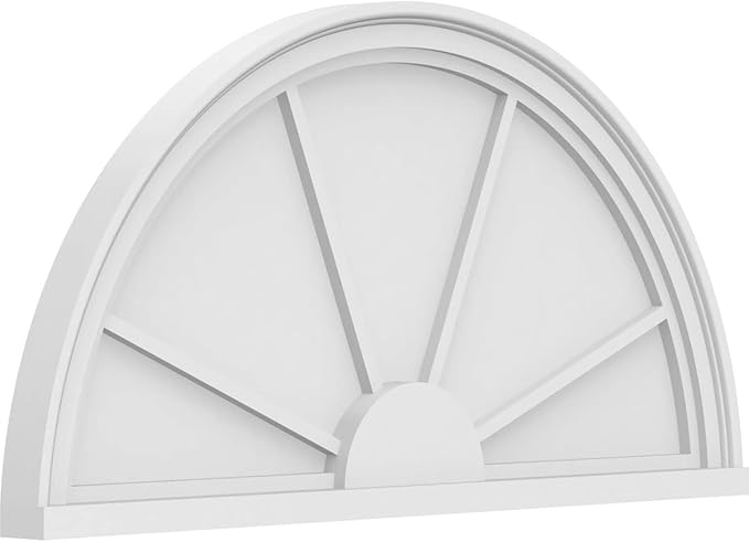 Ekena Millwork 34"W x 17"H x 2"P Half Round 4 Spoke Architectural Grade PVC Pediment