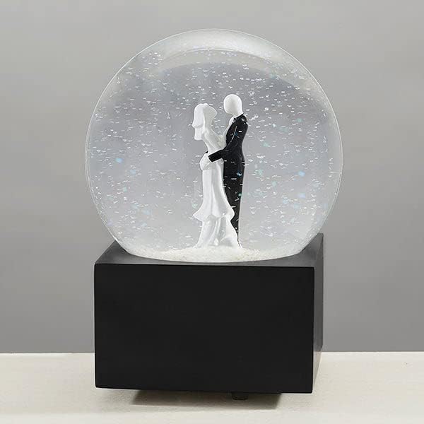 Personalization Universe Personalized Wedding Couple Musical Snow Globe - Engraved Names & Message, Plays Wedding March Music, Ideal Wedding Gift, Tabletop Decor, Custom Keepsake, Anniversary