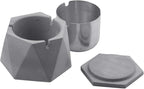 FREELOVE Concrete Ashtray with Lid & Stainless Steel Ashtrays for Cigarettes, Cement Ash Tray Smoking Holder Indoor Smokeless Outdoor Windproof Patio Home Office Cool Decor(Grey, Large)