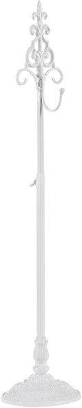 Wreath Stands for Display, White Metal Wreath Holder Stand, Standing Wreath Hanger with Wrought Iron Base, Adjustable Tabletop Display Stand for Christmas and New Year Wreath, Wedding Party Decor