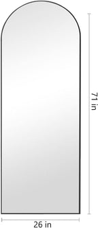 Dewfig Full Length Mirror, 71"*26" Arched Full Body Mirror with Stand, Large Floor Mirrors for Leaning or Hanging, Big Mirrors for Bedroom, Living Room,Dressing Room, Aluminum Alloy Frame, Black