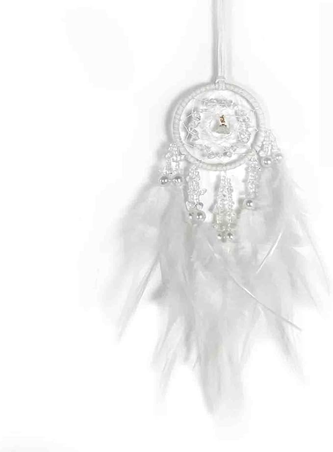 Car Dream Catcher, Rearview Mirror Accessory, Car Charms Ornament, Lucky Ornament Pendant, White