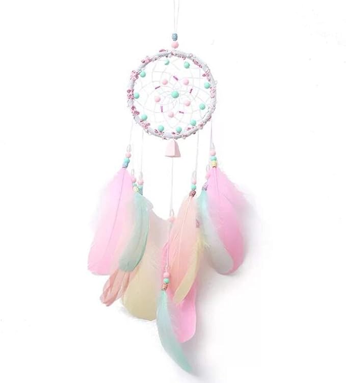 Dreamcatcher Handmade Dream Catchers for Bedroom, Girls Gifts, Pink Colorful Feather
