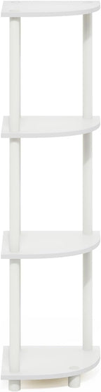 Furinno Turn-N-Tube Corner Shelf, 4-Tier Corner Bookshelf, Display Storage Shelves with Open Shelves, for Organization and Storage, Living Room, Home Office, Garage, White