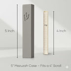 SURI Mezuzah and Printed Scroll Set – 5 Inch Light Gray Concrete Mezuzah Case, Self-Stick Adhesive, Fits a 4 Inch Mezuza Scroll, Gift Box Included