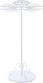 Scarf Display Stand 30-Arm Scarf Holder Organizer Freestanding Scarf Hanger 360° Rotating Rack for Home and Clothing Store (White, 30 Rods)