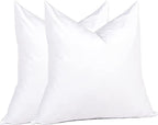 puredown® Euro Pillow Inserts 24 x 24 (Pack of 2, White), Feather Down Pillow Stuffer, White Throw Pillows for Bed, Couch, and Cushion