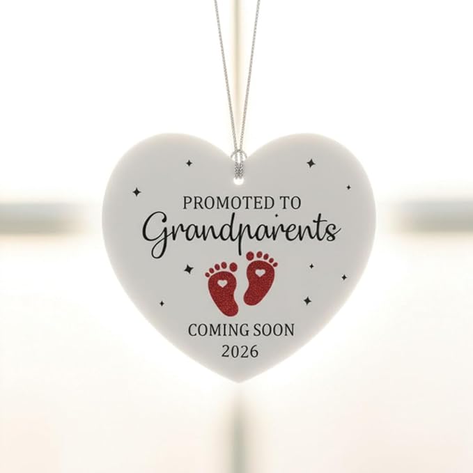 Grandparents Ornament, Baby Coming Soon 2026, Baby Announcement Christmas Ornament for New Parents, Expecting Couple, Promoted to Grandparents Gift, Baby Reveal Keepsake Decor
