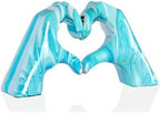 Navy blue hand heart decoration, heart hand statue, love finger sculpture wedding decoration, suitable for bookshelf coffee table office bedroom TV cabinet bookshelf small ornaments home decoration.