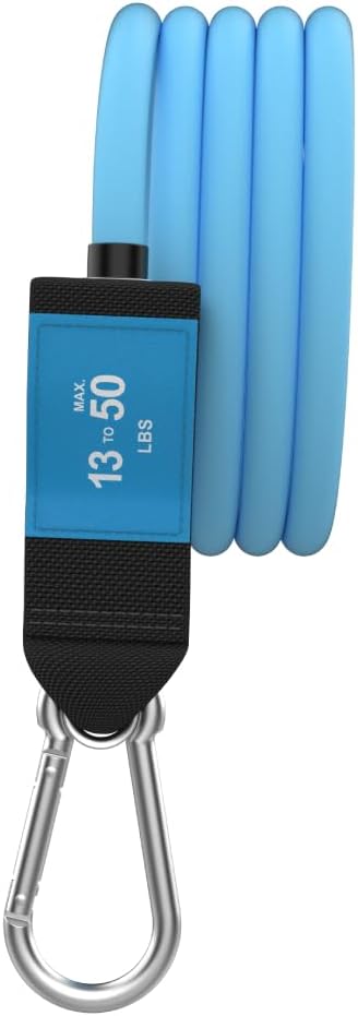 Bodylastics Stackable Resistance Band - Single Resistance Tube Exercise Band - Patented Snap Reduction Tech Workout Bands - Heavy Duty Fitness Bands - Malaysian Latex, Nickel-Coated Iron Clips