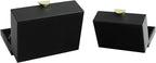 HofferRuffer Faux Leather Jewelry Boxes, Decorative Boxes Storage Accessory Organizer with Gold Hardware Decor, Classic Vegan Leather Set of 2 Pieces (Black)