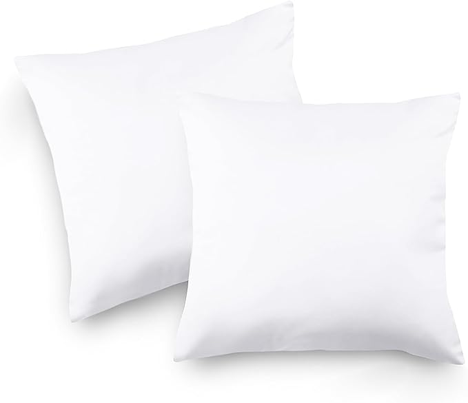 Covers & All Throw Pillow Inserts Only Pack of 2, Durable Soft Square 20 x 20 Inches 65 GSM Non-Woven Fabric with 15D Silicon Fiber Filling, Universal uses for Home Decor Office Indoor Outdoor