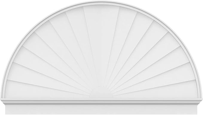 70"W x 41-3/4"H x 2-3/4"P Half Round Sunburst Architectural Grade PVC Combination Pediment