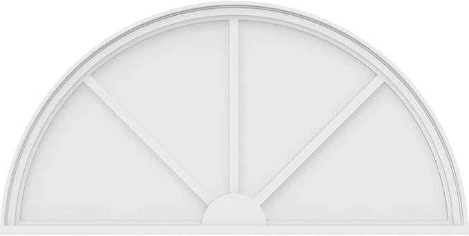 50"W x 25"H x 2"P Half Round 3 Spoke Architectural Grade PVC Pediment