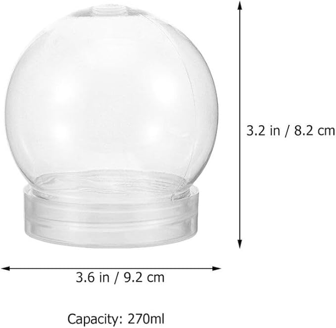DIY Snow Globe Water Globe: 4 Inch Plastic Christmas Snow Balls Kit with Screw Off Caps - Fillable Display Balls Keepsake Sphere for DIY Crafts Home Decor, 10pcs