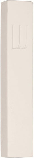 A&S Mezuzot Modern Concrete Mezuzah Case with Scroll, Easy Peel and Stick Mezuza (Ivory+ Engraved Shin, 5 Inches)
