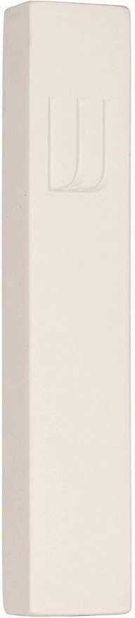 A&S Mezuzot Modern Concrete Mezuzah Case with Scroll, Easy Peel and Stick Mezuza (Ivory+ Engraved Shin, 5 Inches)