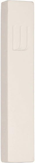 A&S Mezuzot Modern Concrete Mezuzah Case with Scroll, Easy Peel and Stick Mezuza (Ivory+ Engraved Shin, 6 Inches)