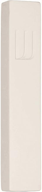 A&S Mezuzot Modern Concrete Mezuzah Case with Scroll, Easy Peel and Stick Mezuza (Ivory+ Engraved Shin, 6 Inches)