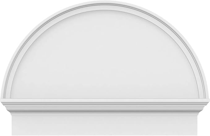 30"W x 21-3/4"H x 2-3/4"P Half Round Smooth Architectural Grade PVC Combination Pediment