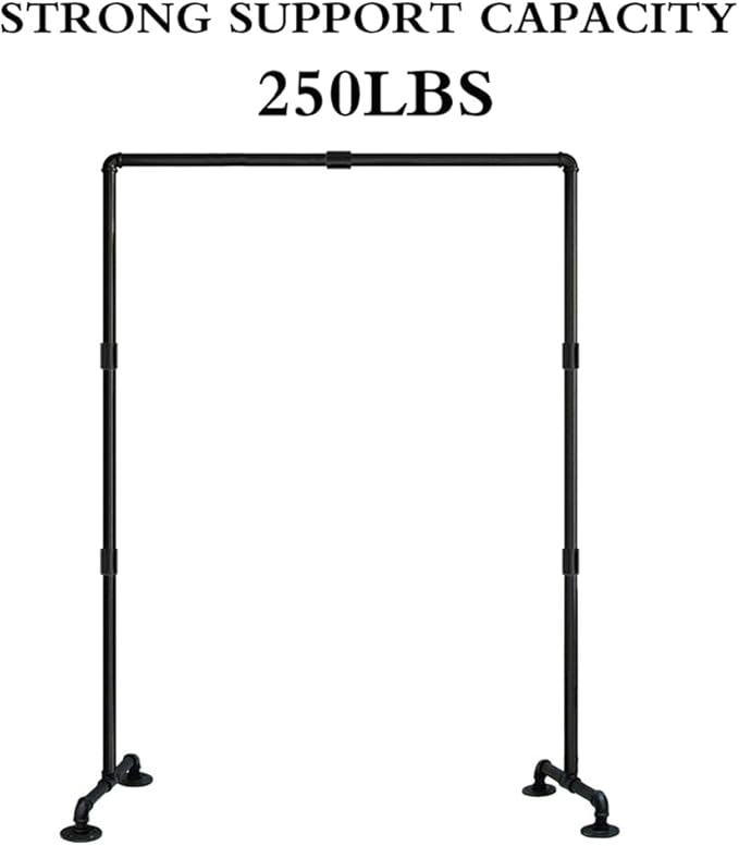 Black Iron Garment Rack,Industrial Pipe Clothing Rack,Vintage Commercial Grade Clothing Hanging Organizer for Garment Storage Display