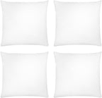 Covers & All Throw Pillow Inserts Only Pack of 4, Durable Soft Square 12 x 12 Inches 65 GSM Non-Woven Fabric with 15D Silicon Fiber Filling, Universal uses for Home Decor Office Indoor Outdoor
