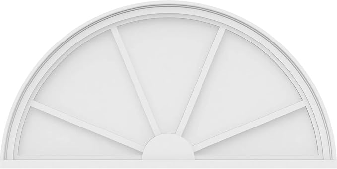 Ekena Millwork 40"W x 20"H x 2"P Half Round 4 Spoke Architectural Grade PVC Pediment