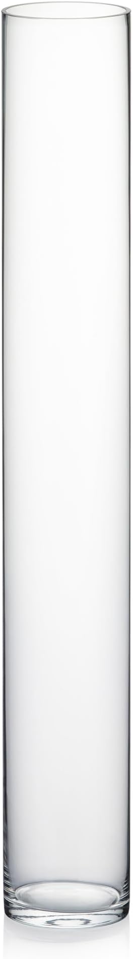 WGVI Quality Thick Weighted Tall Clear Cylinder Glass Vases, 4" W x 28" H, Flower Arrangement Floating Candle Holders Wedding Centerpieces Event Floral Container Floor Display Home Décor, 1 Piece
