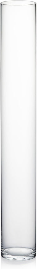 WGVI Quality Thick Weighted Tall Clear Cylinder Glass Vases, 4" W x 28" H, Flower Arrangement Floating Candle Holders Wedding Centerpieces Event Floral Container Floor Display Home Décor, 1 Piece