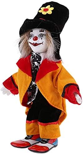 Taotenish Clown Doll Porcelain Clown Model Porcelain Doll Circus Props Delicate Arts Crafts for Home Decoration Desk Ornaments 18cm