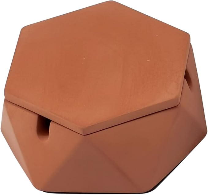 FREELOVE Concrete Ashtray with Lid & Stainless Steel Ashtrays for Cigarettes, Cement Ash Tray Smoking Holder Indoor Smokeless Outdoor Windproof Patio Home Office Cool Decor(Brick Red, Small)