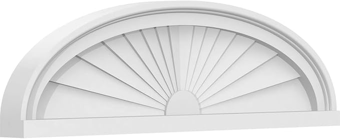 28" W x 8" H x 2" P Elliptical Sunburst Architectural Grade PVC Pediment