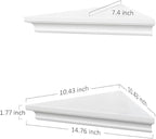 AHDECOR White Corner Shelves, Stylish Wall Mounted Corner Shelf for Space-Saving Storage in Living Room, Bedroom, and Office, Set of 2