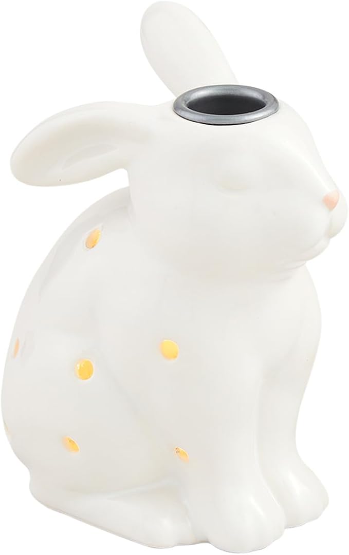 Mud Pie Led Bunny Taper Holder; Large 6" x 4 1/2"