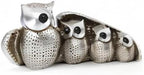 Cute Silver Family of Four owl Figurines Home Décor Sculpture with Three Baby Owls Décor for Shelf Gifts Decoration for Birds Lovers Home,Office, Bookself