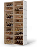 Foldable Shoe Rack Organizer for Entryway with Clear Magnetic Doors - Large Capacity Shoe Cabinet for Boots, Sneakers & All Shoes, Easy Assembly, White 10-Tier 40 Pairs