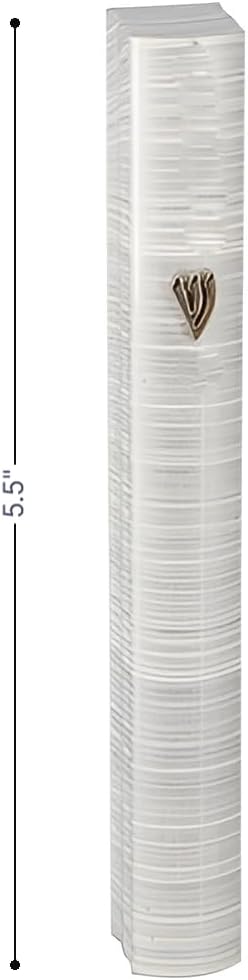 My Daily Styles Aluminum Mezuzah Case, Striped Modern Design, Indoor Outdoor, 5 Inch, Weather Proof (White)