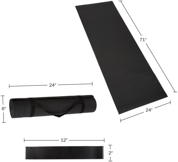 Wakeman Yoga Mat Set - 4-Pack of Resistance Bands for Working Out with 1/4-Inch Workout Mat - Home Gym Starter Kit - Exercise Equipment by Wakeman