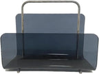 Magazine Holder, Brown Clear Acrylic with Stainless Steel Handle, Tabletop Display Stand (Black Transparent)