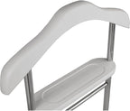 White Wooden Twin Valet Stand with Hanger Trouser Bar Tie Belt Holder Storage Tray Clothes Organizer for Bedroom Office Closet Space Saving Wardrobe Rack for Unisex