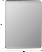 LOAAO 20X30 Inch Brushed Nickel Bathroom Mirror, Rounded Rectangle Silver Metal Frame Mirror, Brushed Nickel, Anti-Rust, Shatter Proof, Hangs Horizontally or Vertically