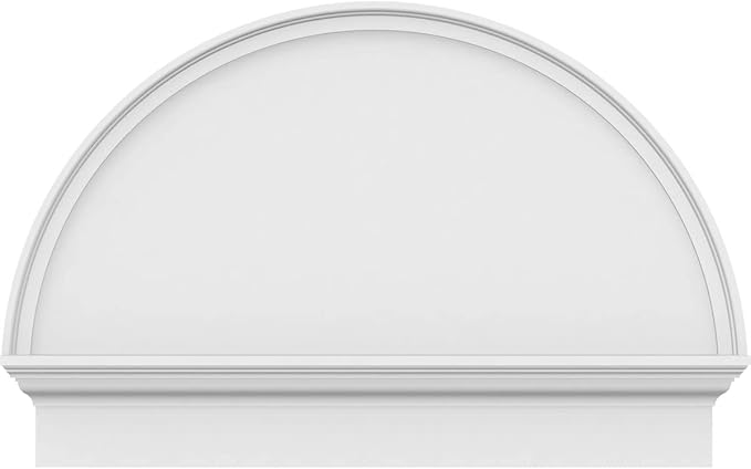 36"W x 24-3/4"H x 2-3/4"P Half Round Smooth Architectural Grade PVC Combination Pediment
