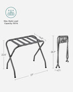 SONGMICS Luggage Rack, Pack of 4, Luggage Racks for Guest Room, Suitcase Stand, Steel Frame, Foldable, for Bedroom, Gray URLR64G04