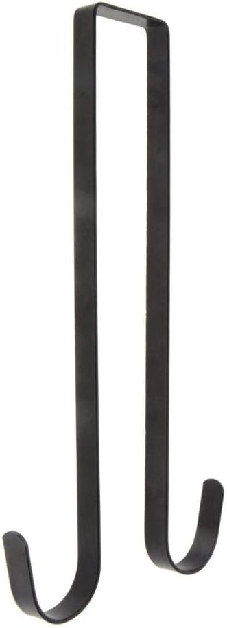 Norgail 12 Inch Double Sided Wreath Hanger - Over The Door Metal Hook for Christmas - Holds 2 Wreaths - Premium Sturdy Black Metal