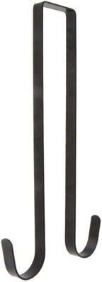 Norgail 12 Inch Double Sided Wreath Hanger - Over The Door Metal Hook for Christmas - Holds 2 Wreaths - Premium Sturdy Black Metal