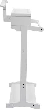 Wood Suit Rack, 22.05Lbs Capacity Freestanding Clothing Valet Stand Floorstanding Valet Stand Clothing Rack Organizer w/Shoe Shelf for Hallways Hotels Office & Shopping Malls (White)